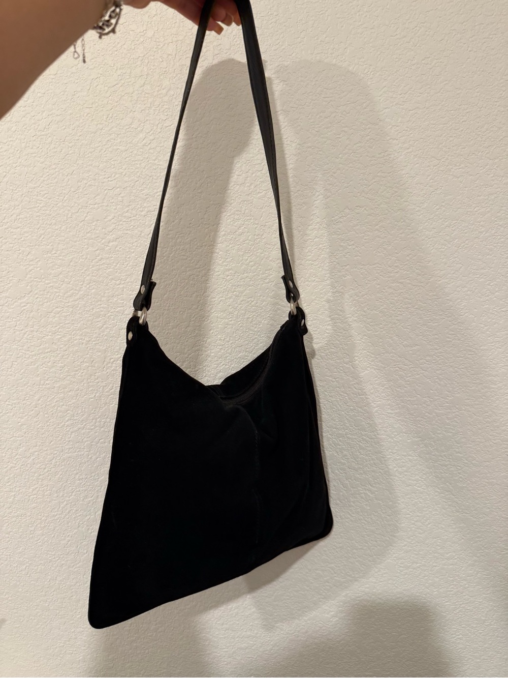 Black Suede Shoulder Bag - Classic Women’s Handbag